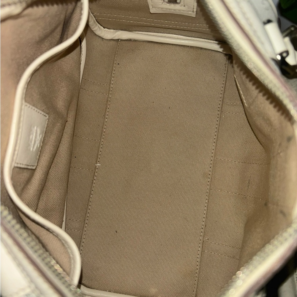 MCM Cream Logo Satchel with Gold Plaque and Charm - Picture 10 of 11